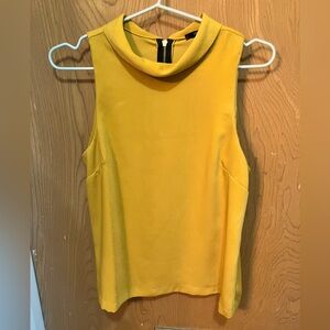 Mustard yellow, yellow, sleeveless, flared women’s top, size small